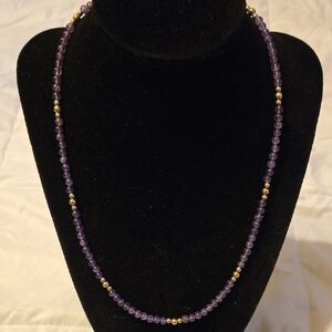 Natural Amethyst and Sterling Silver Beaded Necklace